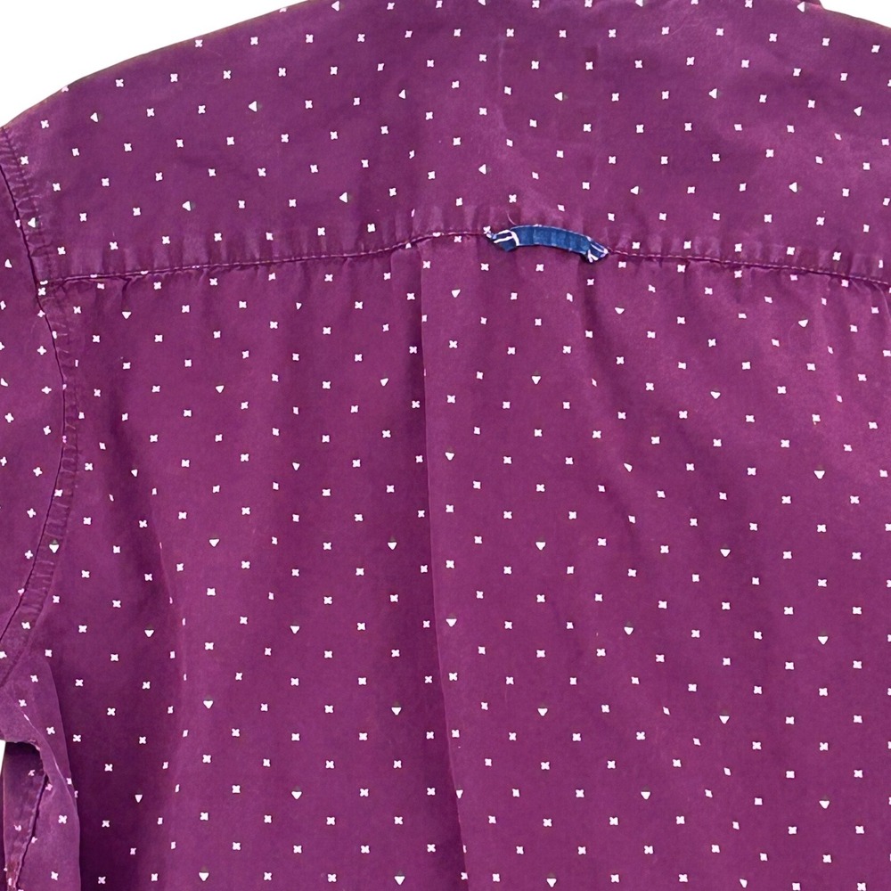 Level Ten Mens Peached Poplin Short Sleeve Button Down Shirt Maroon Small - Picture 7 of 9